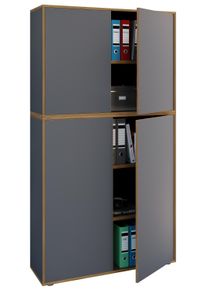 Vcm Aktenschrank »Holz Büroschrank Ordner Aktenschrank Büromöbel Schrank Salia 5-fach Breite 100 cm Drehtüren« 1 Stk. tlg. in grau, Größe B/H/T:...