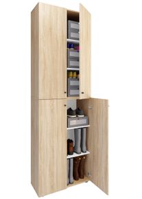 Vcm Schuhschrank »XL Holz Großer Schuhschrank Schuhregal Groß Stiefel Dielenmöbel Lona 6 Fächer Drehtüren« 1 Stk. tlg. in braun, Größe B/H/T: 70 cm...