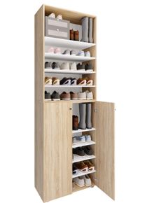 Vcm Schuhschrank »XL Holz Großer Schuhschrank Schuhregal Groß Stiefel Dielenmöbel Lona 10 Fächer« 1 Stk. tlg. in braun, Größe B/H/T: 70 cm x 220 cm...