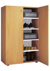 Vcm Schuhschrank »Holz-Schuhschrank Maße: H. 110 x B. 70 x T. 39 cm Allzweckschrank 5 Fächer 2 Drehtüren¿ Lona« 1 Stk. tlg. in braun, Größe B/H/T:...