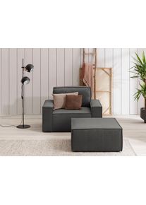 Home Affaire Sessel »SHERWOOD« Loveseat und Hocker im Set in grau, Größe B/H/T: 120 cm x 85 cm x 166 cm