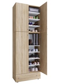 Vcm Schuhschrank »Holz-Schuhschrank Maße: H. 200 x B. 70 x T. 39 cm Allzweckschrank 9 Fächer 4 Drehtüren extra Schublade ¿ Lona« 1 Stk. tlg. in...