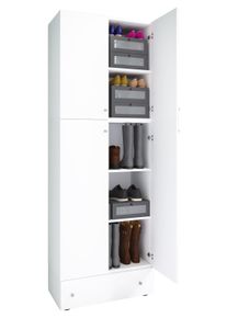 Vcm Schuhschrank »Holz-Schuhschrank Maße: H. 200 x B. 70 x T. 39 cm Allzweckschrank 5 Fächer 4 Drehtüren extra Schublade¿ Lona« 1 Stk. tlg. in...