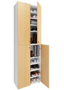 Vcm Schuhschrank »XL Holz Großer Schuhschrank Schuhregal Groß Stiefel Dielenmöbel Lona 10 Fächer Drehtüren« 1 Stk. tlg. in weiß, Größe B/H/T: 70 cm...