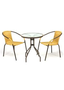 Vcm Garten-Essgruppe »3-tlg. Bistroset Balkon Stuhl Tisch Set Beige« in gelb