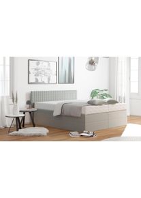 Westfalia Schlafkomfort Boxspringbett mit Zierkissen in grau, Größe Liegefläche B/L: 180 cm x 200 cm