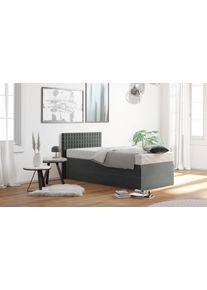 Westfalia Schlafkomfort Boxspringbett mit Zierkissen in grau, Größe Liegefläche B/L: 120 cm x 200 cm