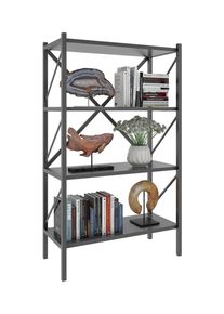 Vcm Standregal »Holz Metall Stand Regal Büro Bücher Insasi 4fach« in grau