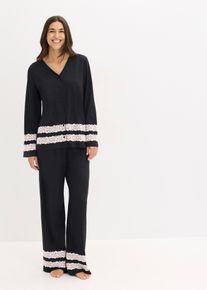 Pyjamas i mjuk viskosmix - svart - storlek 36/38 (S) - bonprix
