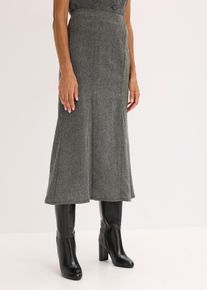 Lätt klockad kjol med tweedlook - svart - storlek 54 - bonprix
