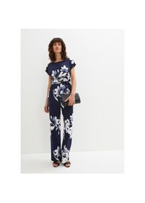 bonprix , Jumpsuit »Jumpsuit mit Bindeband«, Jumpsuit mit Bindeband , dunkelblau/weiß geblümt , N-Gr , 56/58 (XXXL) -N-Gr , 56/58 (XXXL) , Jumpsuit...