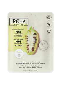 Iroha Nature, Gesichtsmaske, Nature Anti-Age Face Sheet Mask Noni + Hyaluronic Acid Anti-Aging Sheet Mask With Indian (20 ml)