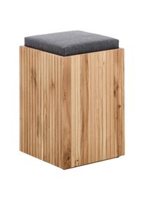 Linea Natura Hocker , Anthrazit, Eichefarben , Holz, Textil , Eiche , massiv , Füllung: Schaumstoff , rechteckig , 35x52x35 cm , Wohnzimmer, Sessel,