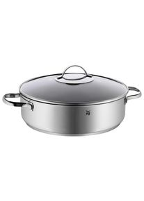 WMF Schmorpfanne , Silberfarben , Metall , 5 l , rund , backofengeeignet, rostfrei, antihaftbeschichtet, ergonomischer Griff , Kochgeschirr, Pfannen,