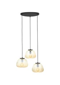 Brilliant, Pendelleuchte, Kaizen Pendelleuchte 3flg amber-bernstein/schwarz matt (E27)