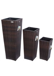 Casaria Polyrattan Blumentopf 3er-Set Braun