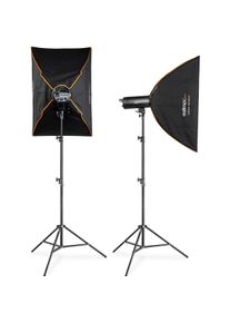 WALIMEX pro Stager 400 HSS Set Double (400 W, Set), Studioblitz, Grau