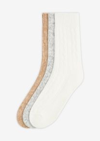 Calzini con motivo a treccia (pacco da 3 paia), Grigio, Taglia 39-42, bonprix