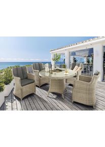 Garten-Essgruppe Destiny "LUNA", beige (natur meliert), Polyester, Aluminium, Polyester, Polyrattan, Sitzm&ouml;bel-Sets, Garten-Essgruppe, Aluminium, Polyrattan