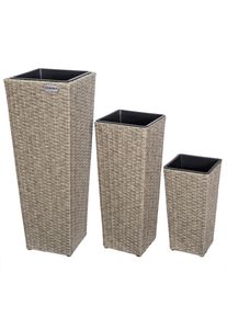 Casaria Polyrattan Blumentopf 3er-Set Creme