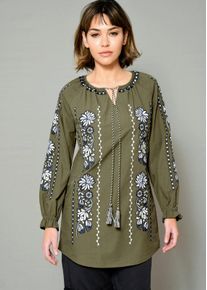 Tunika mit BlumenStückerei in khaki - Alba Moda