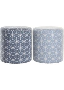 DKD Home Decor, Fussstütze, Footrest 31 x 31 x 33 cm Blue Sky blue Pinewood Geometric Mediterranean (2 Units) (31 x 31 x 33 cm)