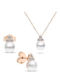 Brilio, Schmuck Set, Silver Timeless Bronze Real Pearl Jewelry Set Set228r Earrings Necklace, Silber