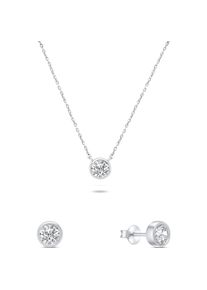 Brilio, Schmuck Set, Silver - Modern silver jewelry set with zircons SET220W (earrings. necklace), Silber