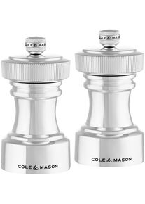 Cole & Mason Cole & Mason Pfeffer-Salzmühlen Set Hoxton versilbert 10.4x5.5x5.5 cm, Pfeffermühle + Salzmühle, Silber