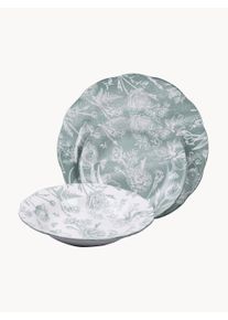 Villa D'Este Home Tivoli Vajilla Fleurette Green (18 pzas.) Verde Porcelana Varios tamaños