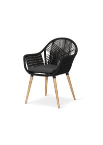 Tchibo - Schalenstuhl mit Textilgeflecht - 60x61x84cm - anthrazit - Eukalyptusholz / Stahl / Polypropylen