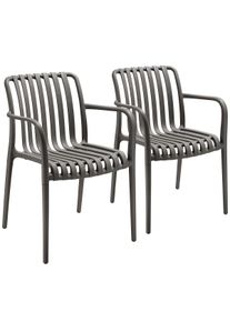 TecTake Sillas de jardín Alcudia, resistentes a la intemperie, apilables antracita - 406041