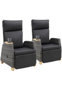 TecTake Sillón de ratán Pescara con estructura de aluminio y respaldo ajustable gris - 406222