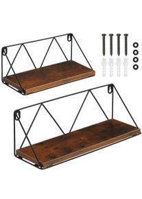 TecTake 2 estantes de pared Rockport Madera industrial oscura, rústica - 404431
