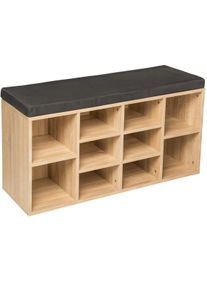 TecTake Zapatero con banco 103,5x48x30cm gris oscuro/roble claro - 402076