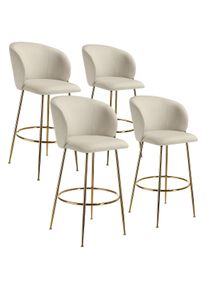 TecTake Taburete alto LUANA con respaldo y aterciopelado crema/oro - 405866