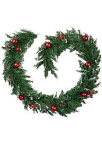 TecTake Guirnalda de Navidad verde con bolas y piñas de abeto 2,7 m 270x30 cm rojo/verde - 403315