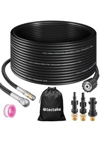TecTake Juego de mangueras para limpieza de tuberías, incl. 2 boquillas y 3 adaptadores negro - 405175