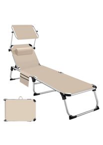 TecTake Tumbona Aurelie de aluminio, ajustable en 6 posiciones beige - 405103