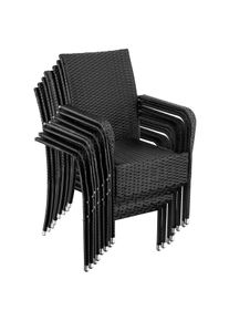 TecTake Sillas de jardín de ratán GIRONA, apilable, capacidad de carga 120 kg negro - 406122