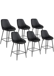 TecTake Taburete alto SIERA con respaldo Terciopelo negro/negro - 405869