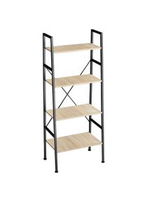 TecTake Estantería de escalera castle 57,5 x 35,5 x 139cm - madera industrial clara, roble Sonoma - 404147