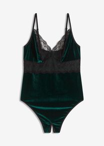 bonprix Body aksamitne "ouvert", zielony, 40/42