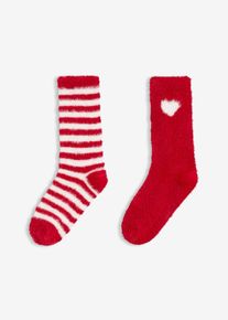 bonprix Mujer, Calcetines suaves (2 pares), rojo, 39-42