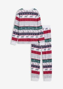 bonprix Pijama infantil de algodón orgánico suave, blanco, 152/158