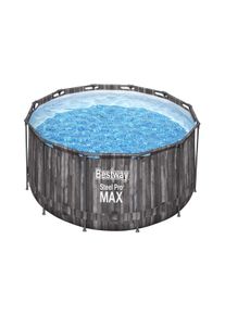 Bestway - Piscina Steel Pro Max Cm. 366X100 Cap. 9,150L, pompa filtro 58383 (2.006 L/h), effetto legno grigio