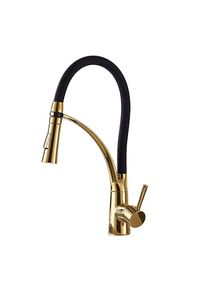 KLARWERK JANA | Rubinetto cucina girevole flessibile in acciaio inox oro lucido|Rubinetto miscelatore arco alto|Rubinetto alta pressione 360&deg; 2