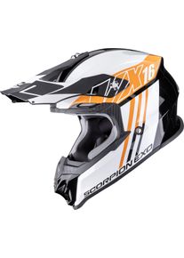 Scorpion VX-16 Evo Air Lignes, motocross helmet , color: Black/White/Orange , size: S