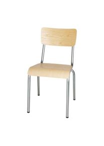 Bolero Cadeiras de cantina em a&ccedil;o galvanizado com assento e encosto em madeira (4 pe&ccedil;as)