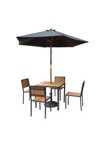 Mesa quadrada de 80x80cm em a&ccedil;o e madeira de ac&aacute;cia Bolero DS152